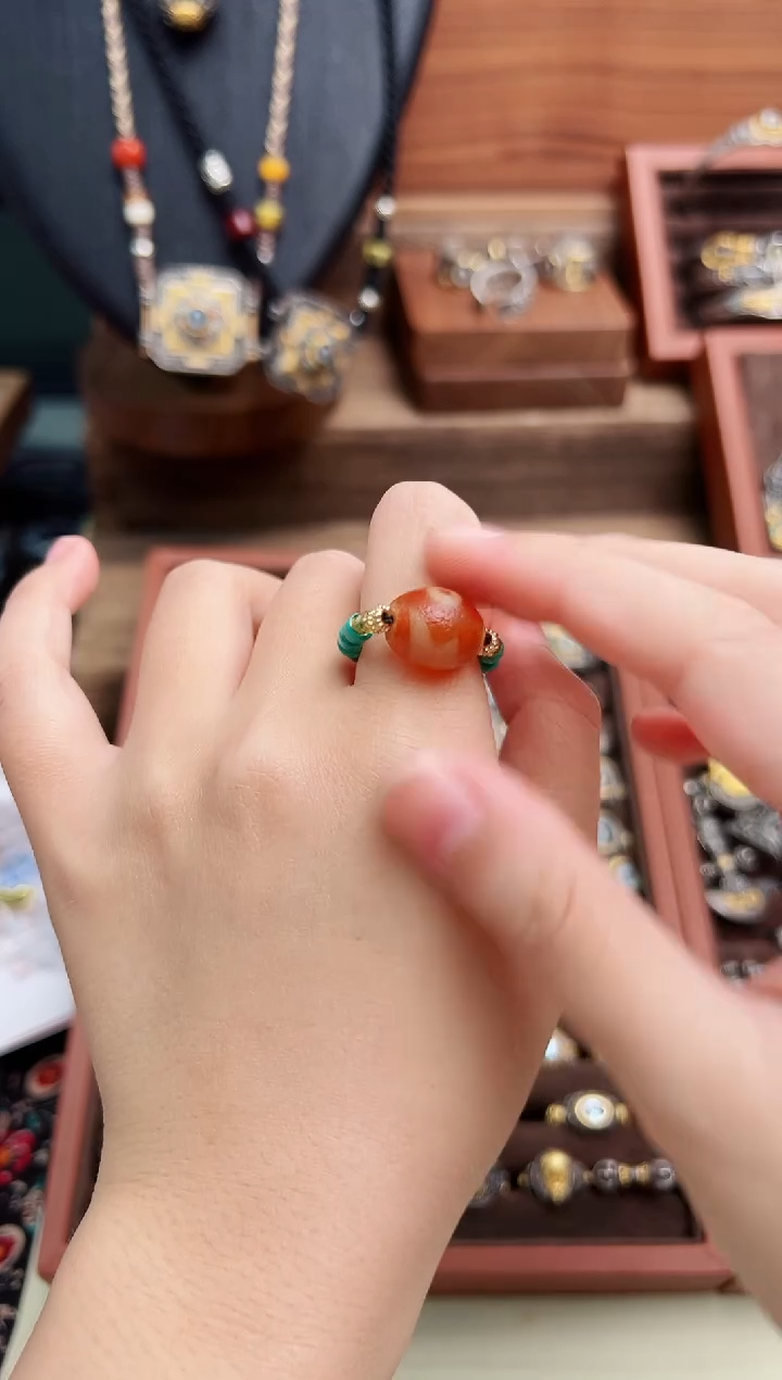 无非金属藏式珠珠戒指