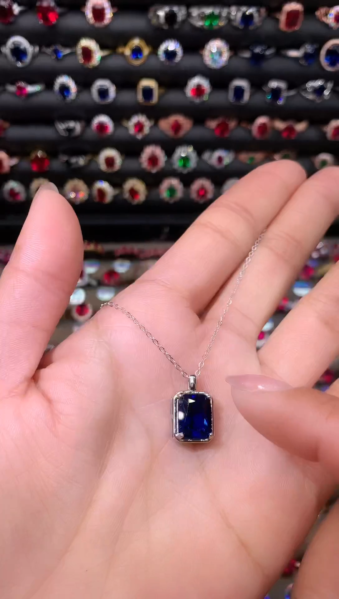 【闪购商品】蓝宝石吊坠(赠链)银S925镶嵌1