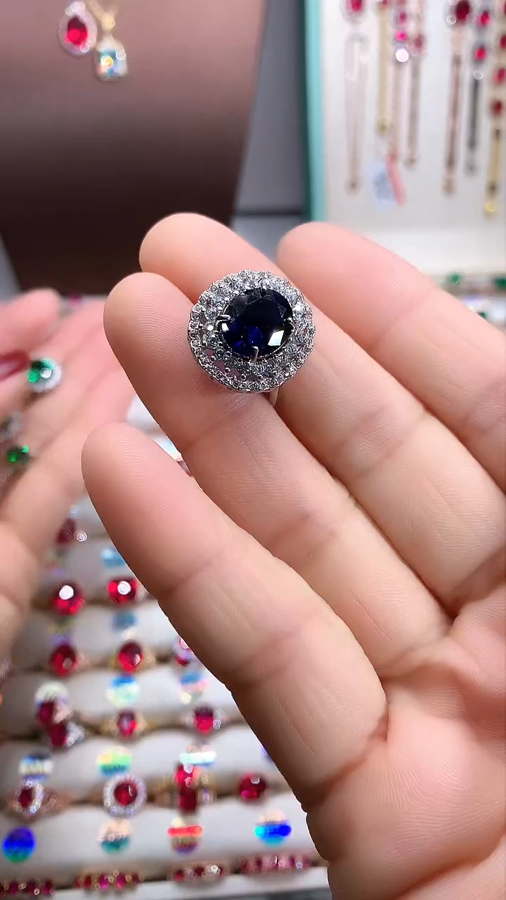 【闪购商品】蓝宝石戒指银S925镶嵌银色