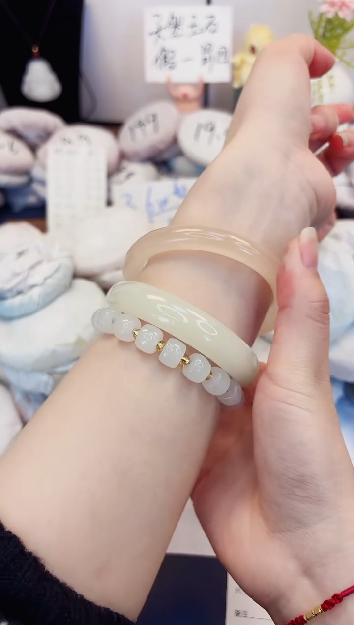 【闪购商品】石英质玉手镯未镶嵌152-美人条粉-圈口60