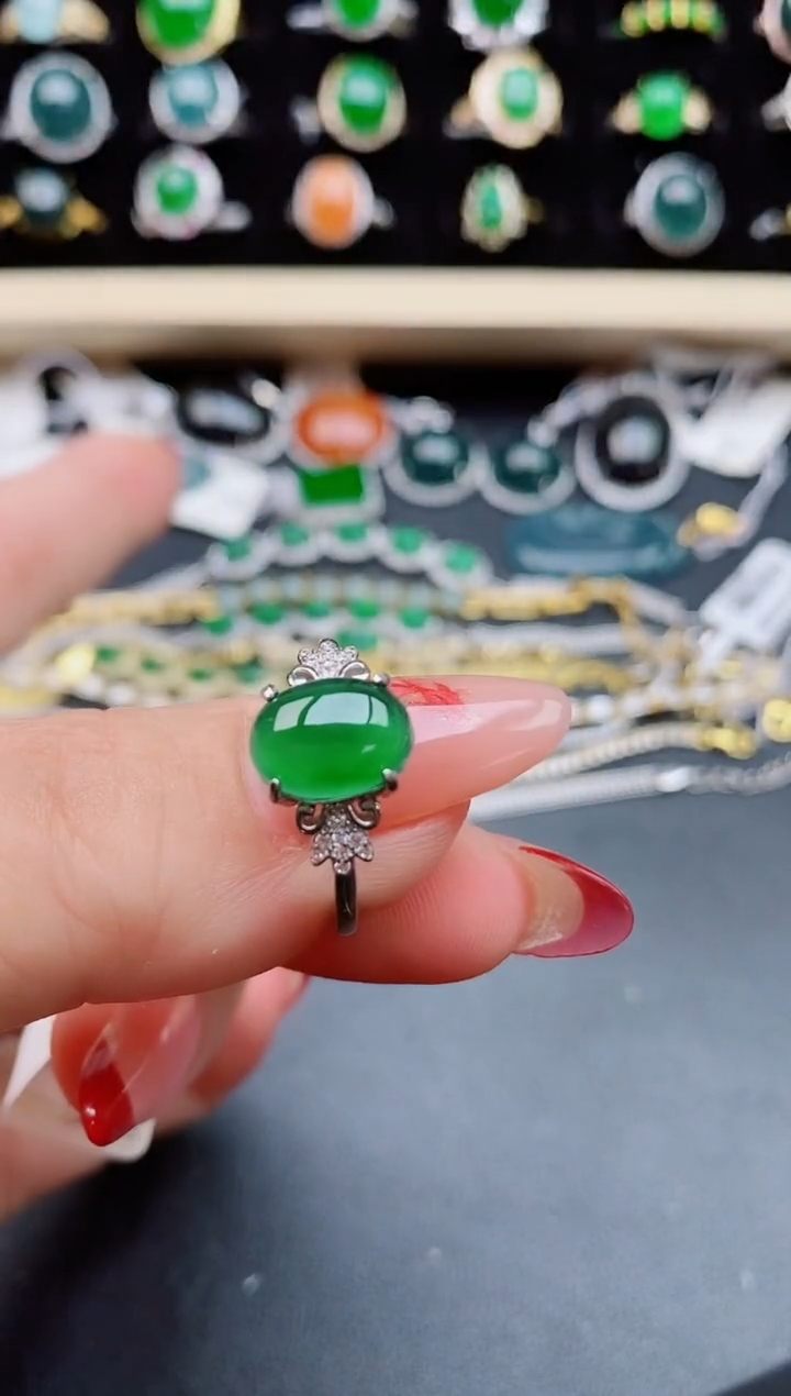 【闪购商品】翡翠戒指银S925镶嵌21321