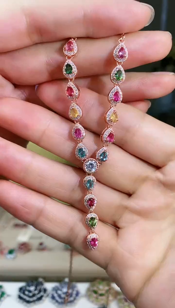 【闪购商品】碧玺颈饰银S925镶嵌颈饰