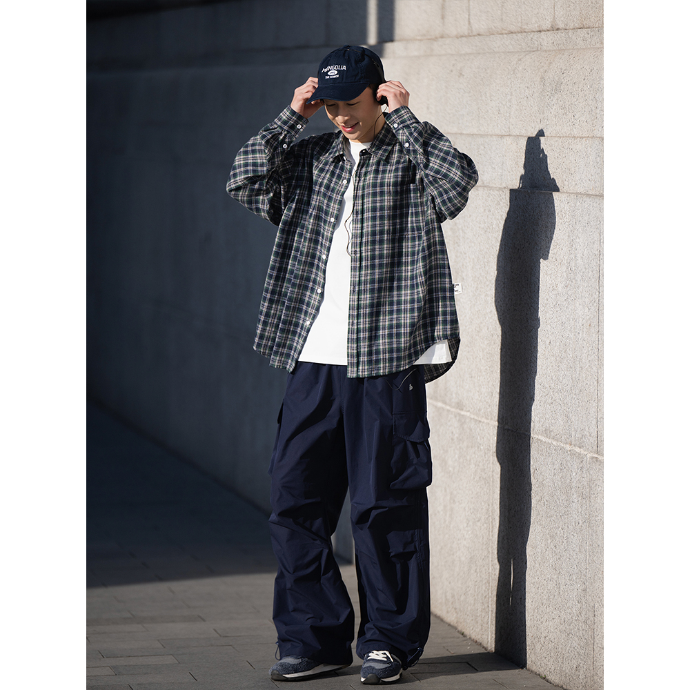 BELLKENIDEA廓形纯棉复古休闲经典撞色格纹衬衫长袖男女潮流外套