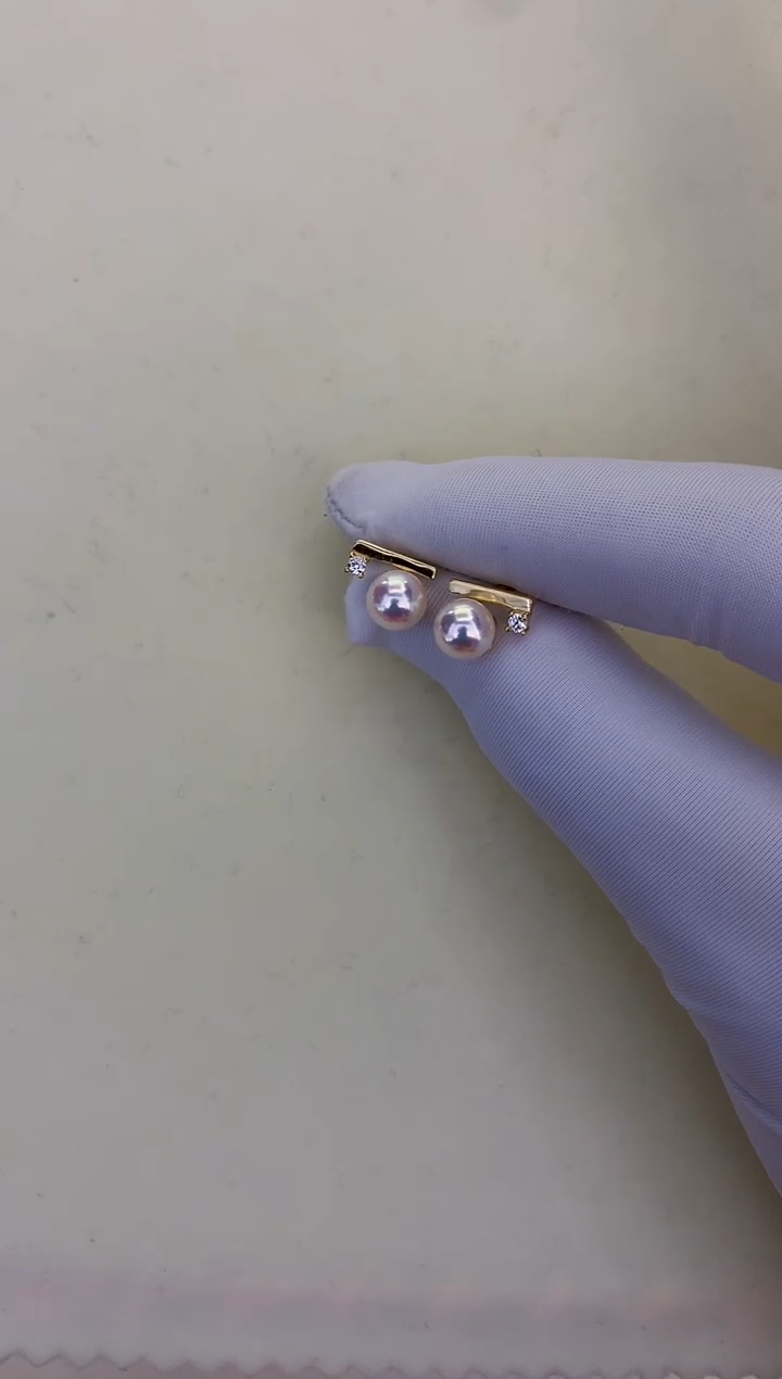 银S925镶嵌DA海水珍珠 GD276 耳钉 6-7