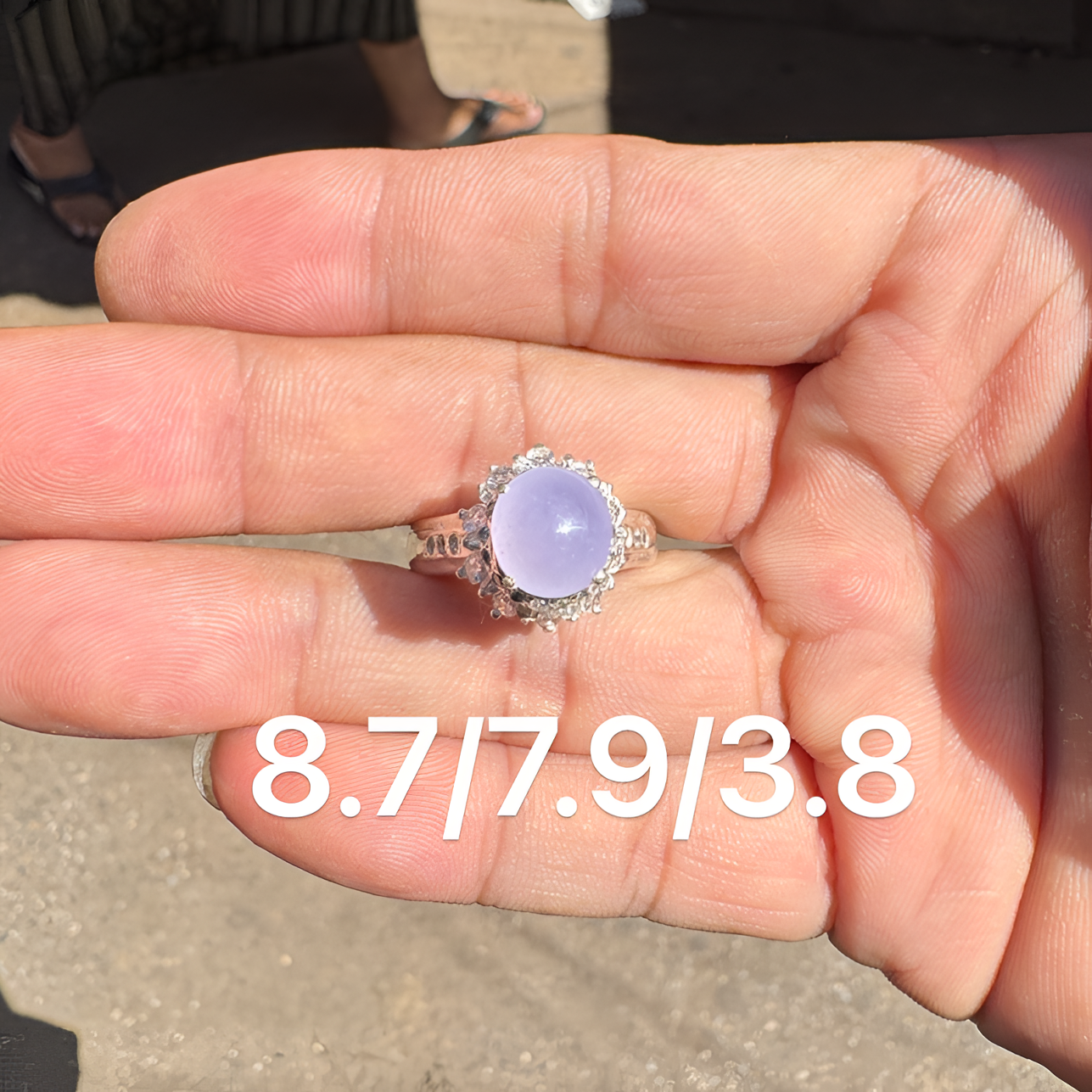 1114(小哪吒在源头)冰种翡翠紫罗兰戒面干净肉细杠味荧光足M110