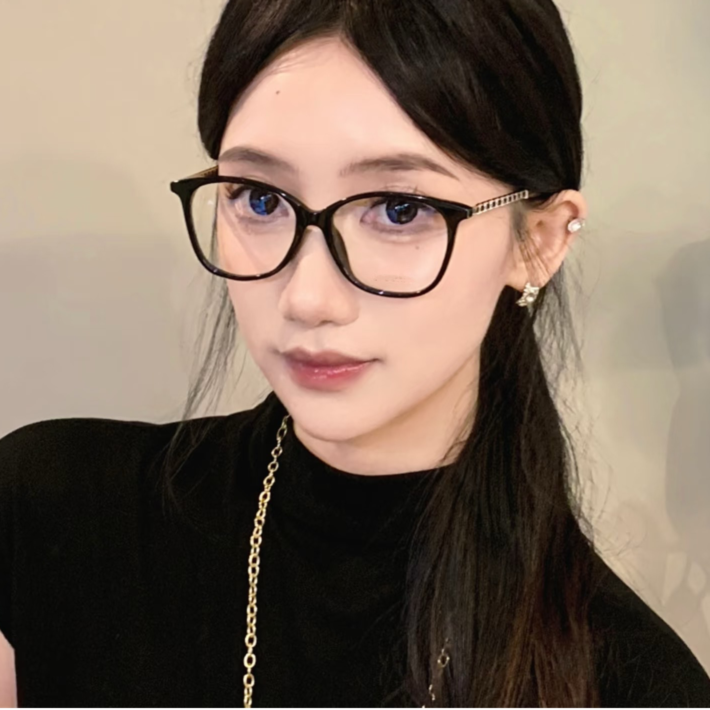 高质量-素颜眼镜女平光近视黑框3408黑色近视素颜神器眼镜框