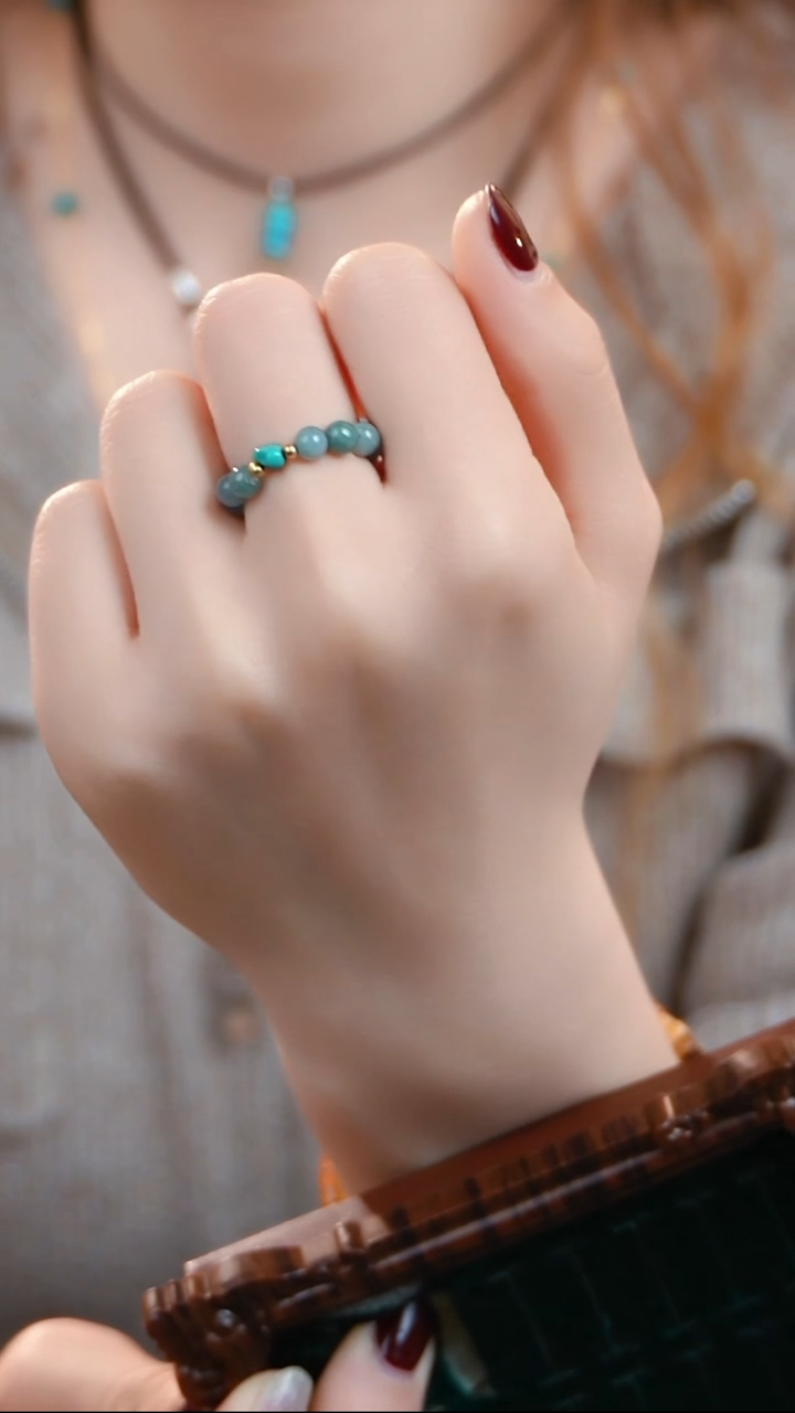 银S925镀金镶嵌戒指翡翠戒指