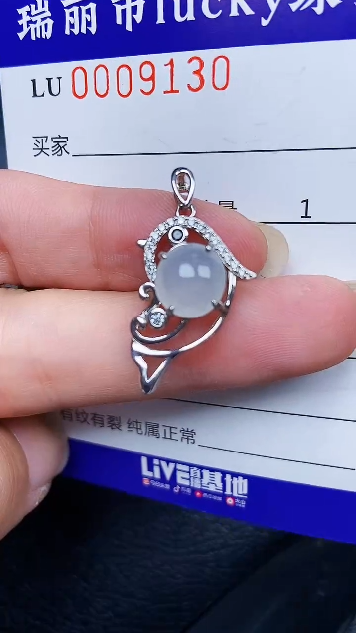 颈饰银S925镶嵌翡翠9130