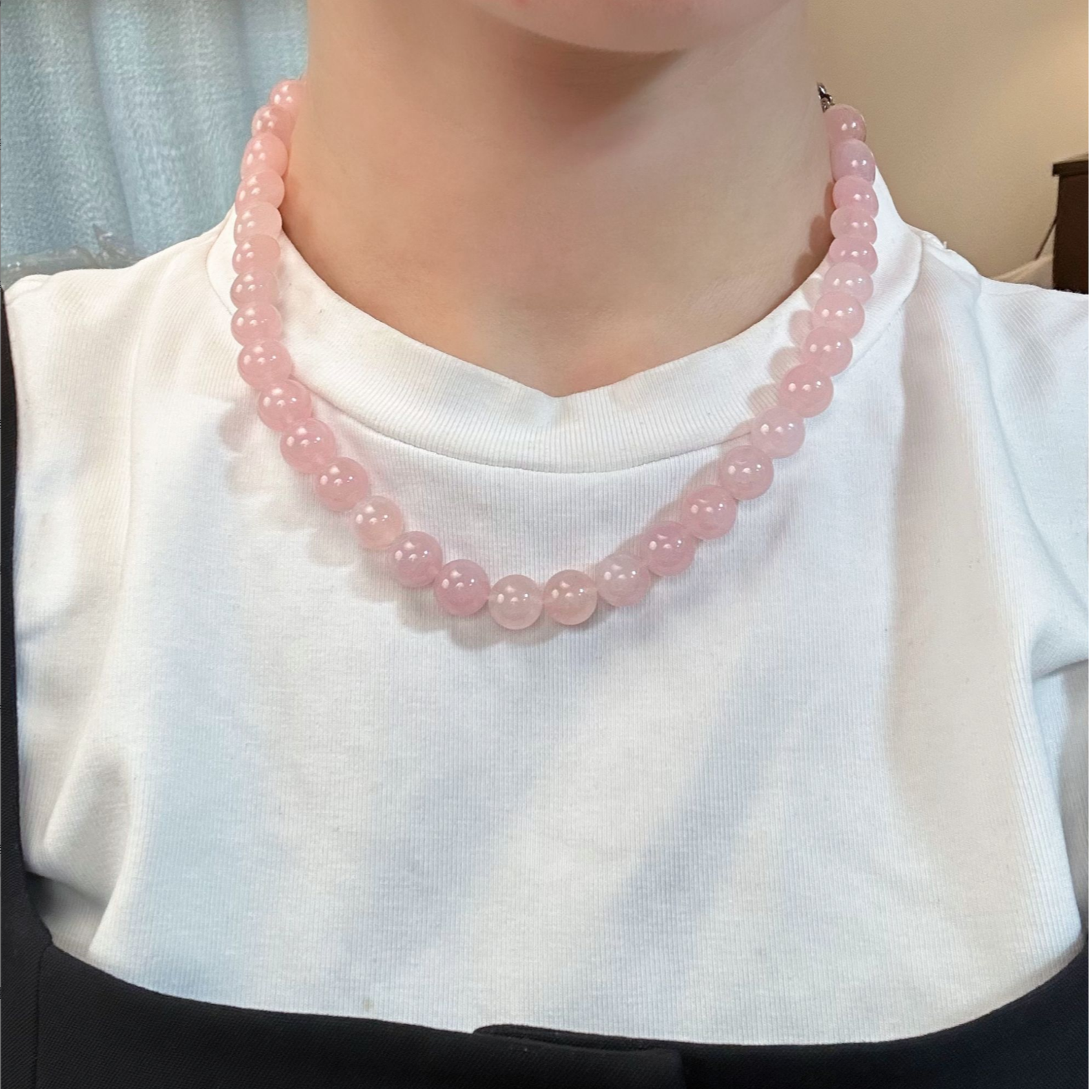 x83 天然粉水晶项链9-10mm多样性发一