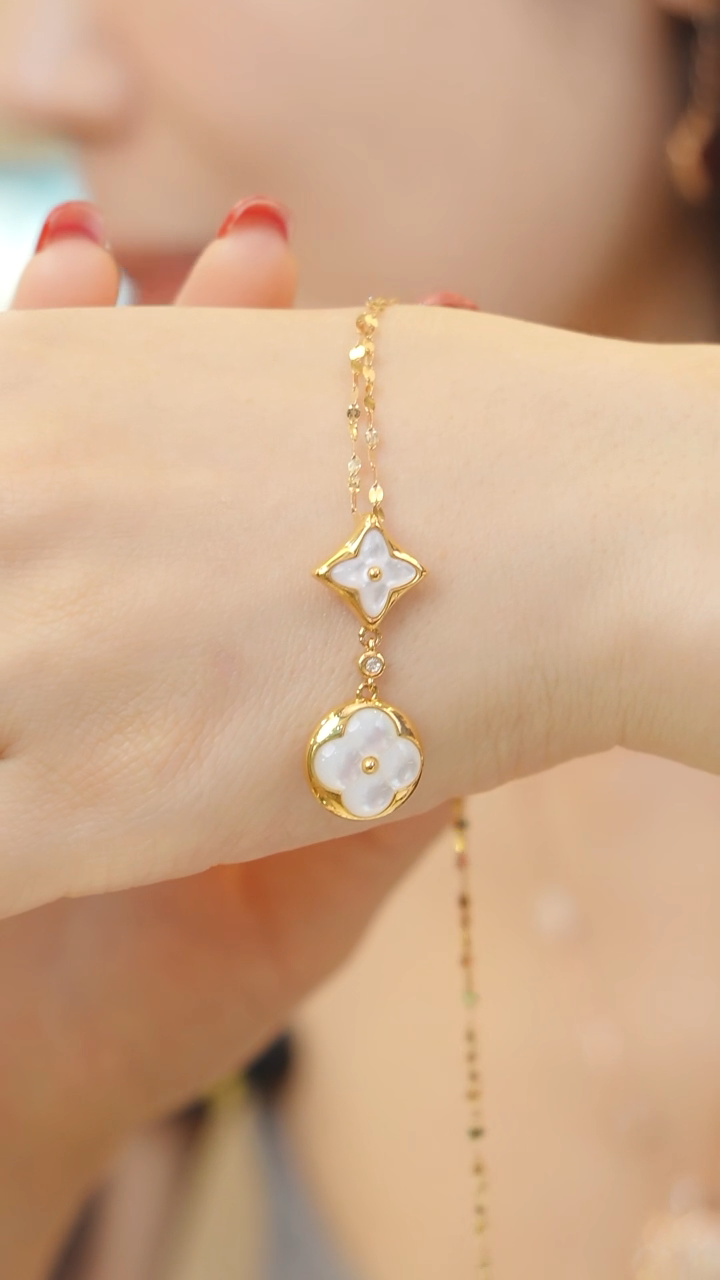 【闪购商品】贝壳（贝母）项链18K金镶嵌项链