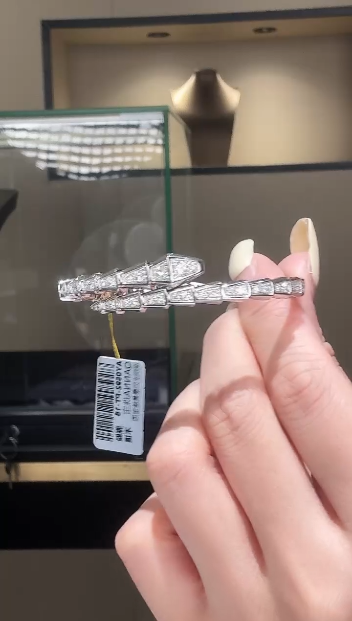 铂Pt950镶嵌手镯钻石满钻蛇手镯 【拍下备注圈号】