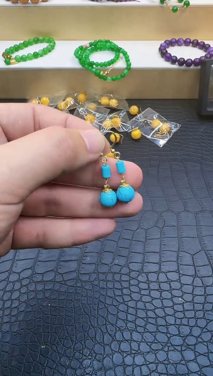 【闪购商品】玛瑙/玉髓耳饰14K金镶嵌142