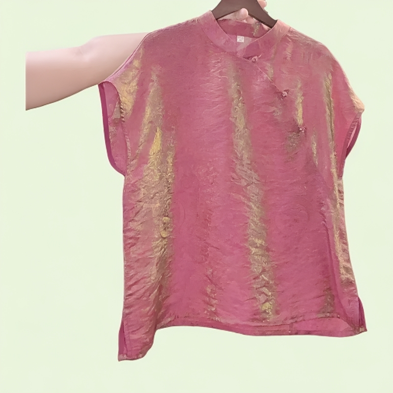 8003-晨光-斜襟常规短袖矮立领薄款上衣女装夏季时尚