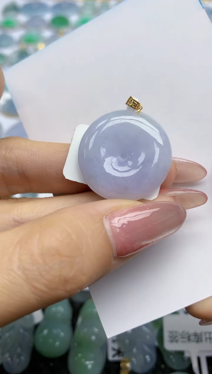 【闪购商品】翡翠挂件18K金镶嵌天然翡翠A货