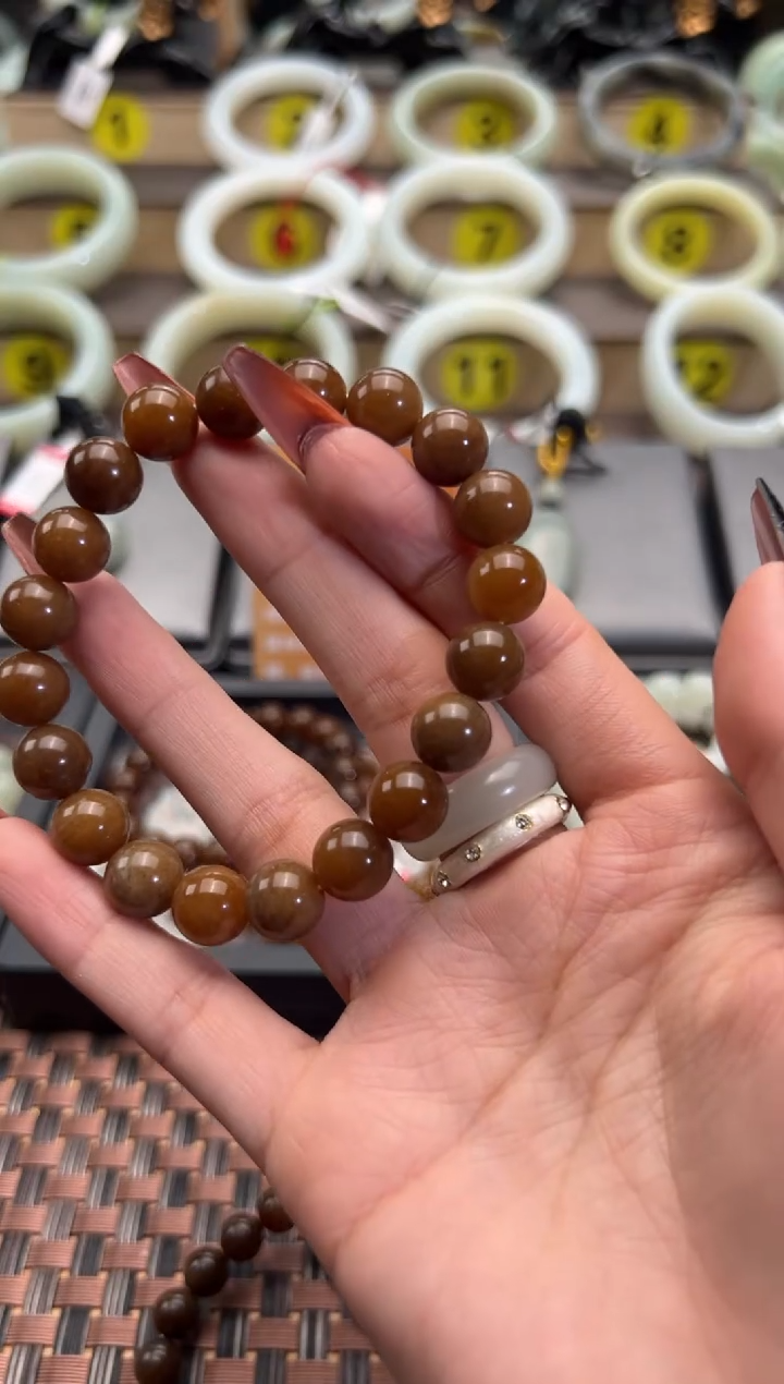 【闪购商品】和田玉手链未镶嵌且末料金山糖卡10手串