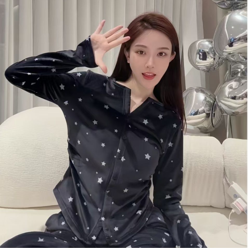 《海岛星》女款长袖海岛绒时尚保暖高定HZY家居服