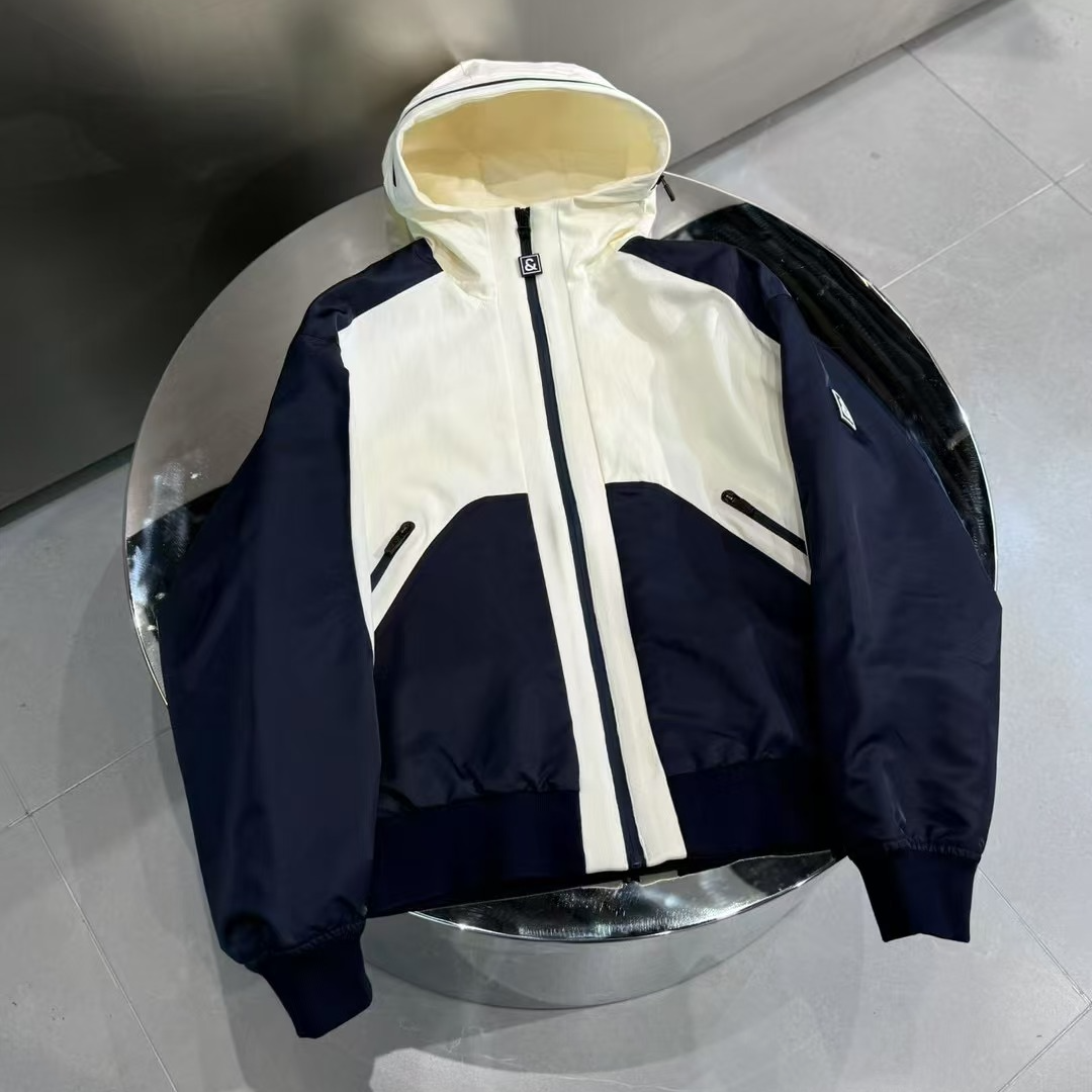 K哥男装时尚休闲百搭男士运动连帽拼接拼色春款潮流夹克外套615