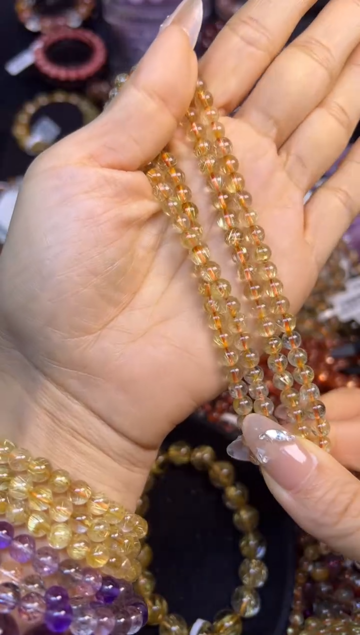 未镶嵌手串水晶金发晶三圈5.8mm