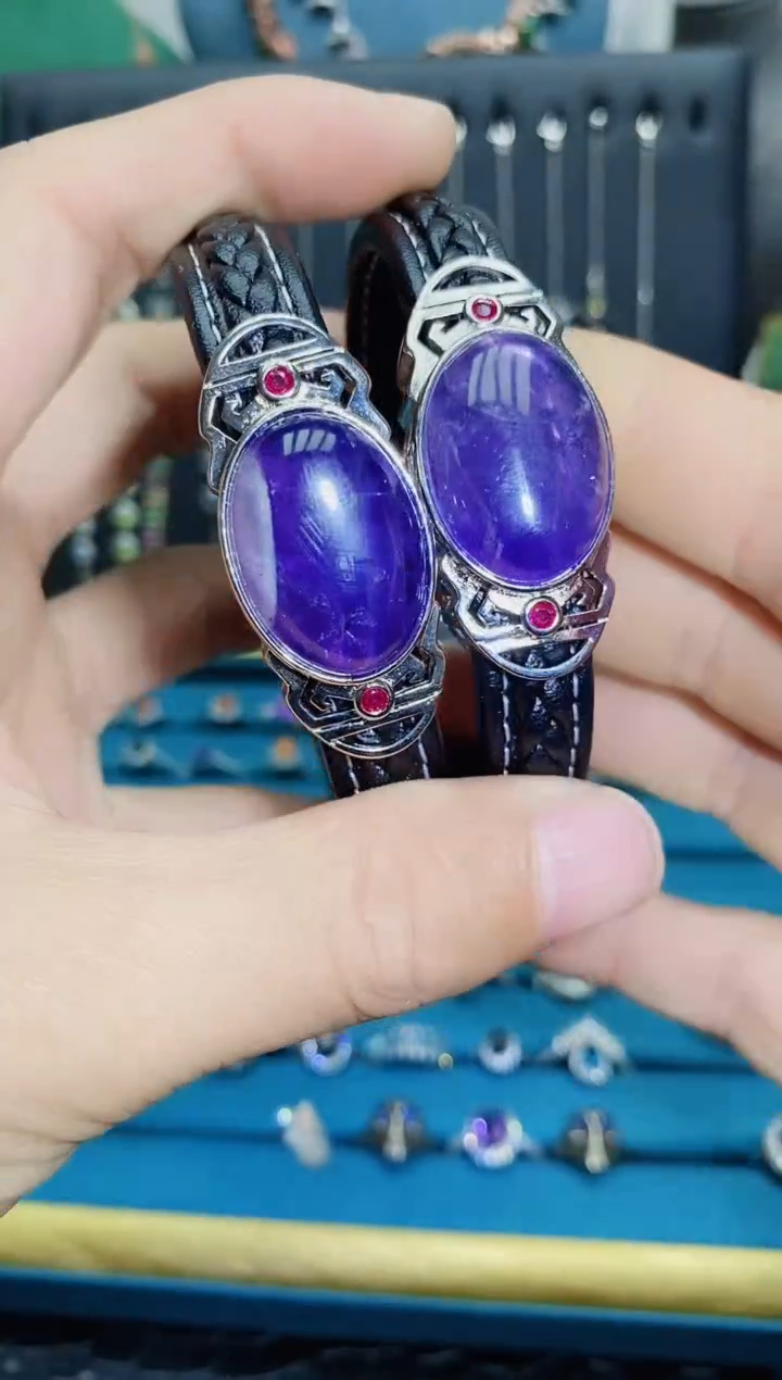 【闪购商品】紫晶手镯银S925镶嵌11211