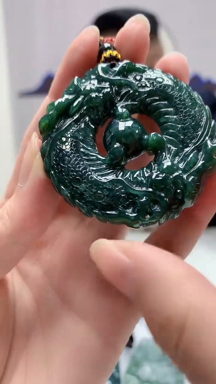 【闪购商品】定制翡翠未镶嵌4969zm-毛货挂件80龙