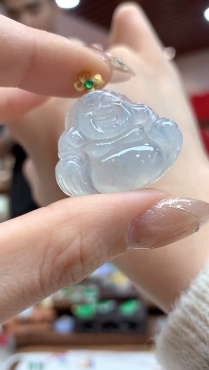 【闪购商品】翡翠吊坠(不含链)18K金镶嵌佛公