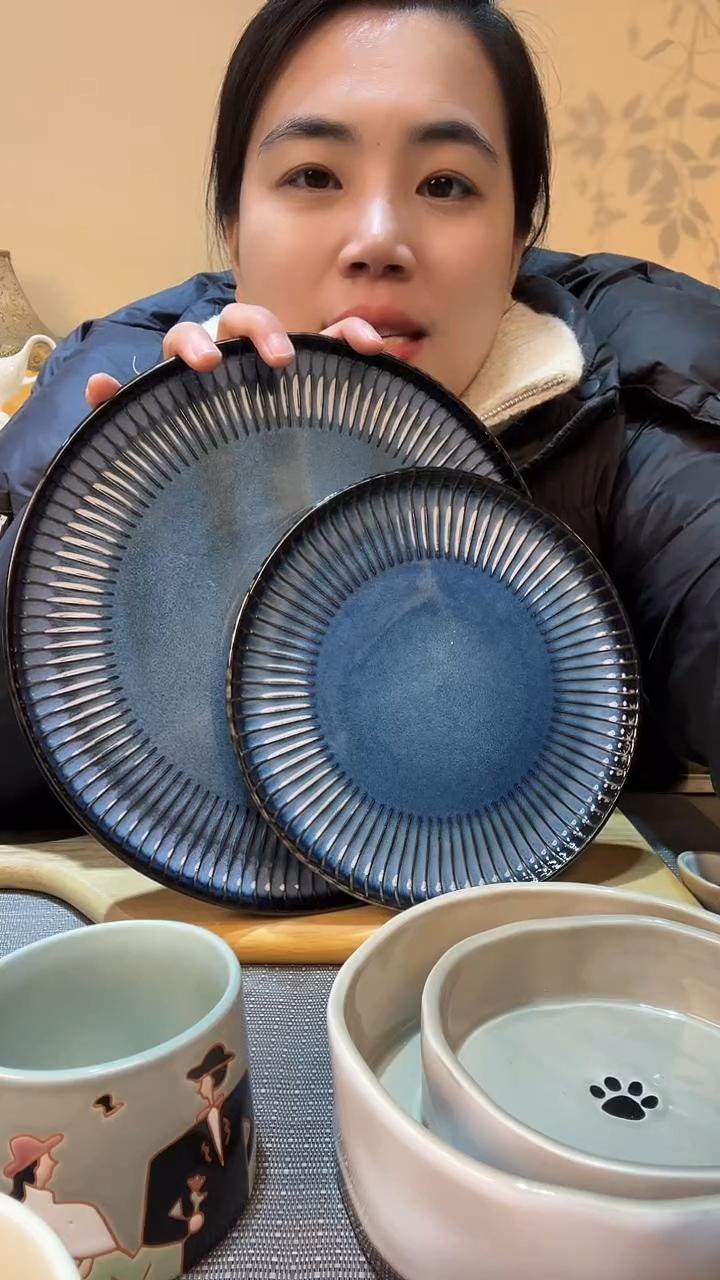 【闪购商品】瓷片线条大小盘2件 微瑕介意勿拍