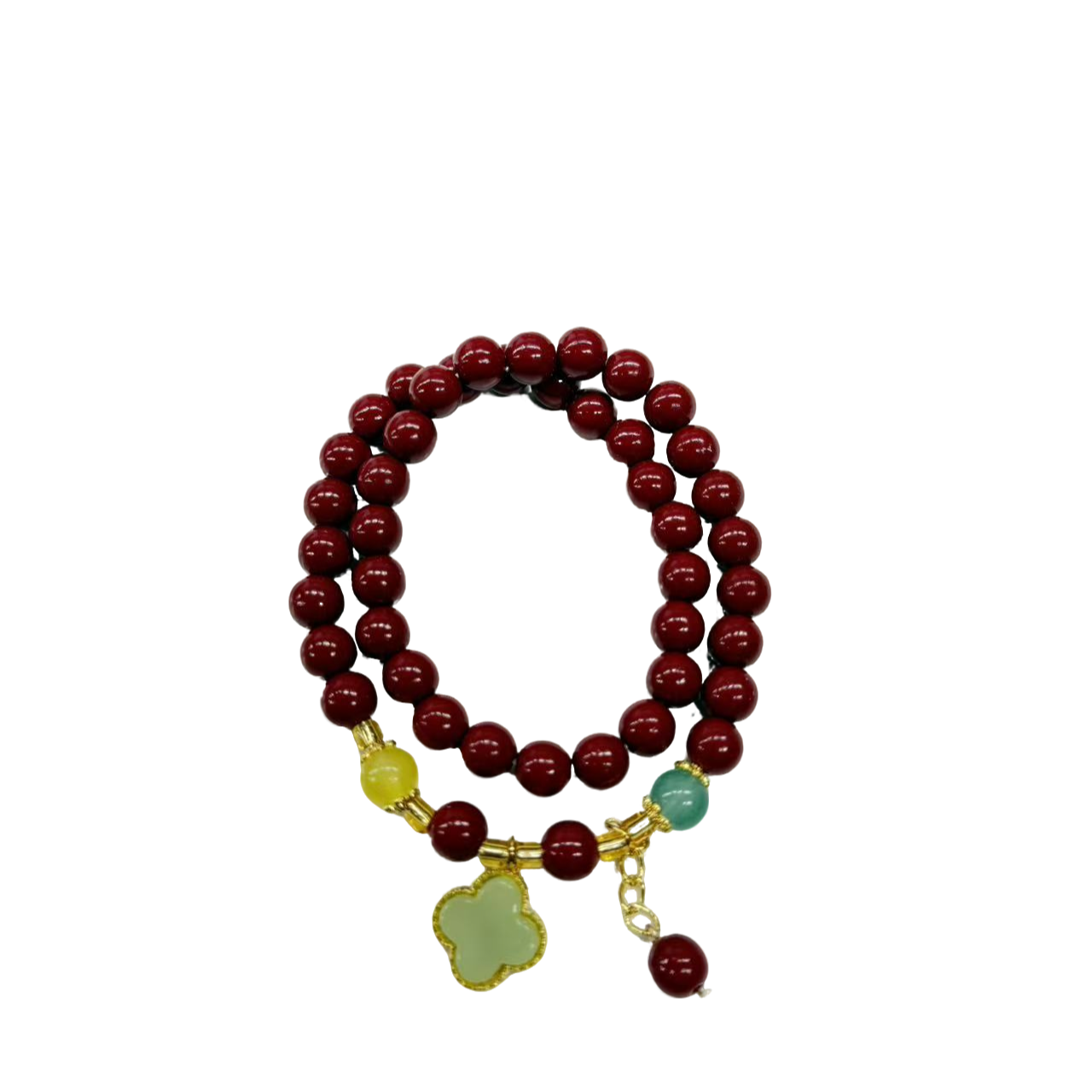 天然辰砂ZS-006朱砂辰砂多圈四叶草手串（无礼盒）