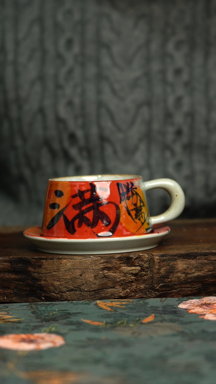 【闪购商品】杯釉下彩手工手绘同款陶器