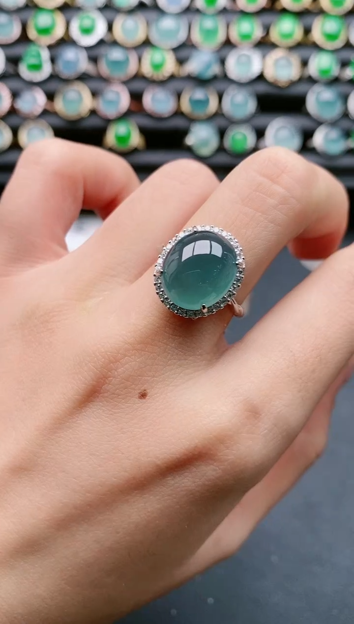 【闪购商品】翡翠戒指银S925镶嵌111111