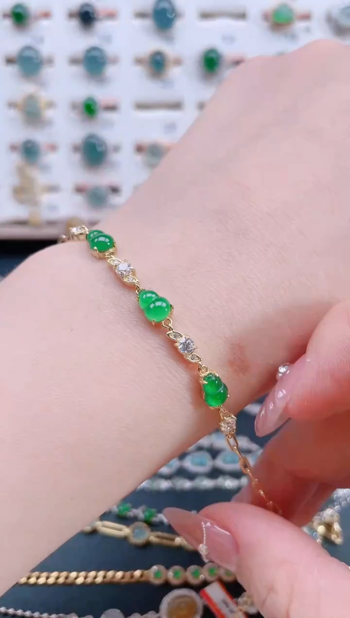 银S925镶嵌手链翡翠天然翡翠