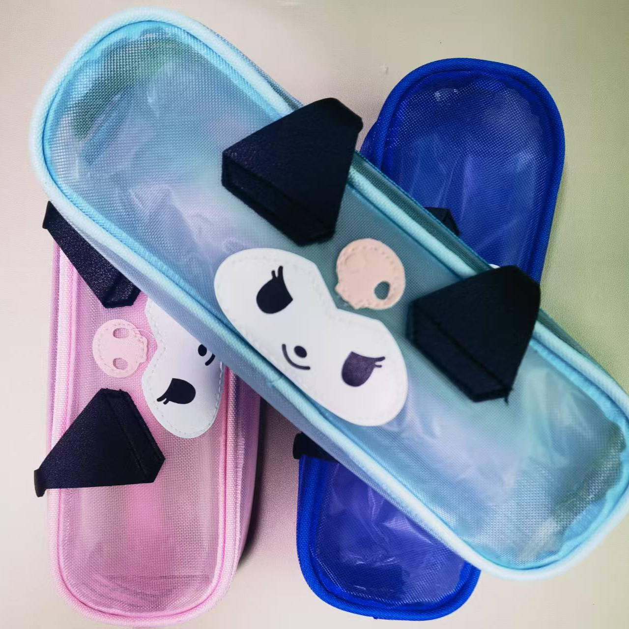 卡通C61303网纱笔袋网纱学生笔袋文具盒单层