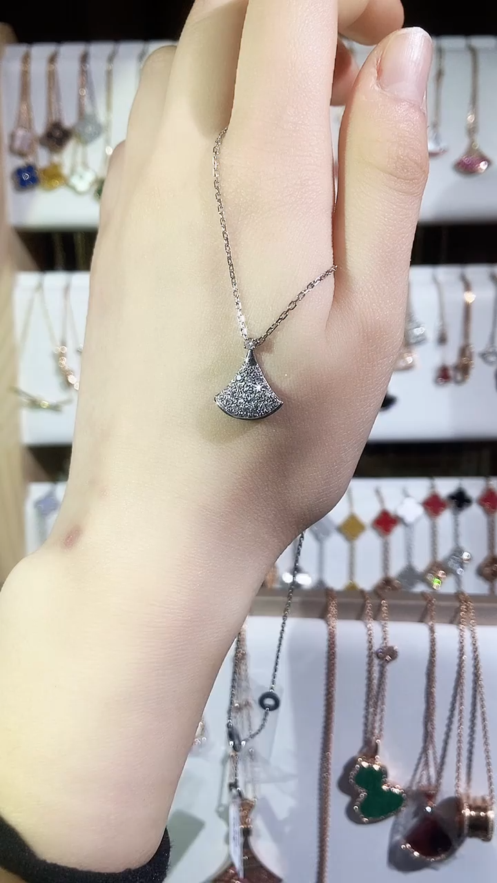 【闪购商品】钻石套链18K金镶嵌钻石K白满钻裙