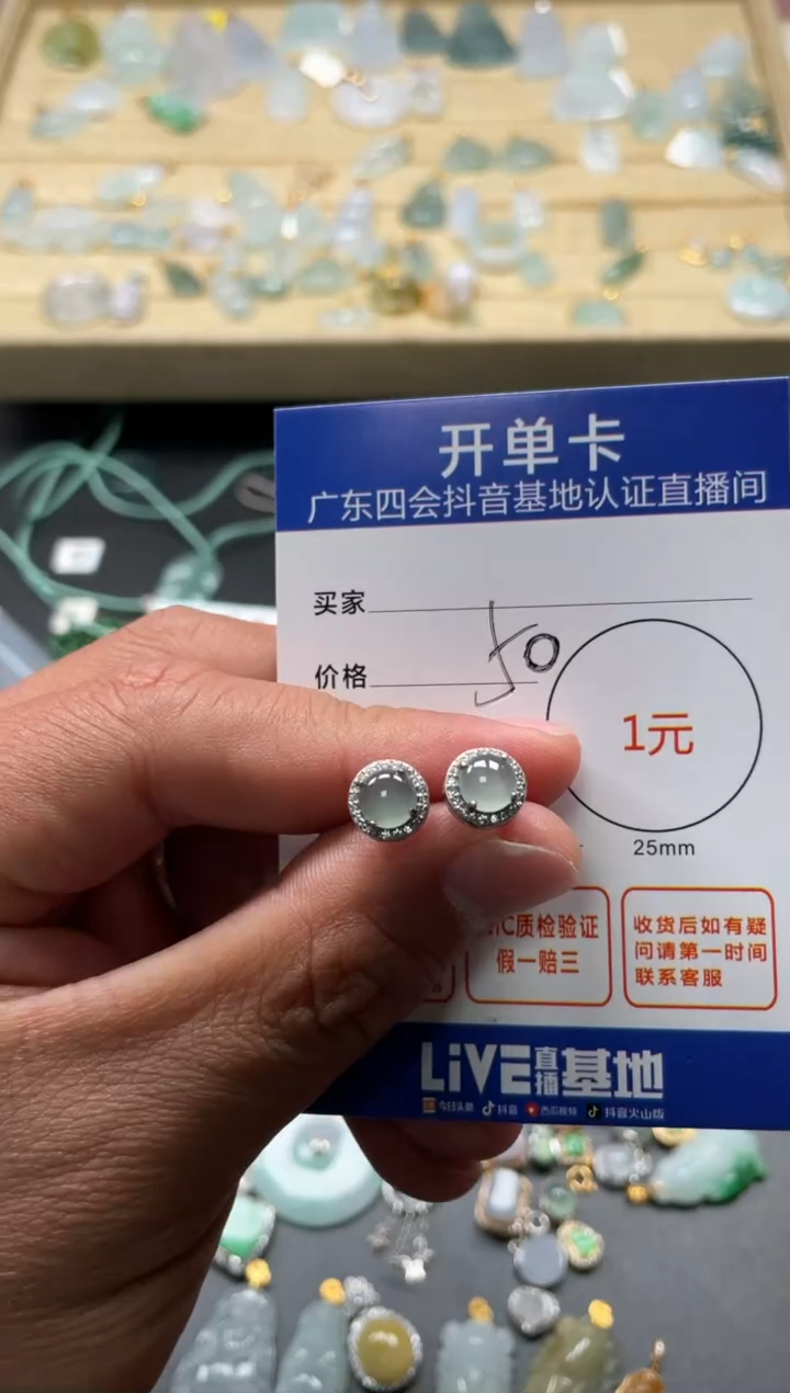 颈饰未镶嵌翡翠耳钉