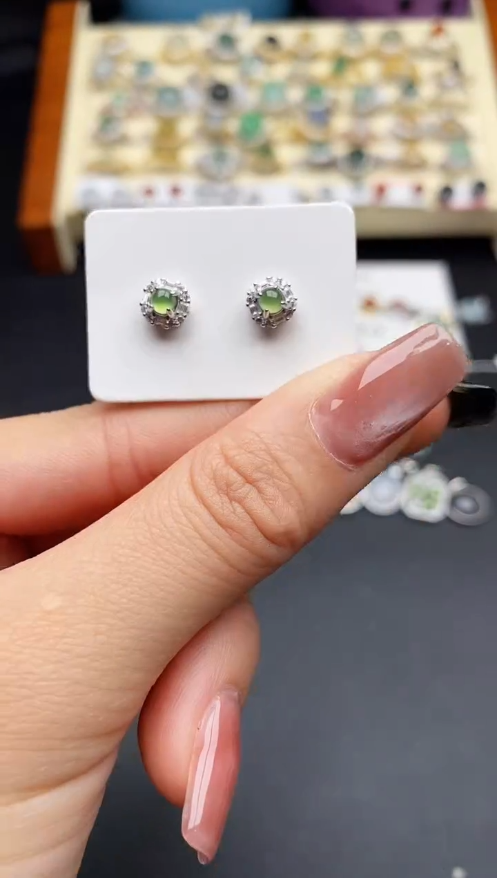 翡翠银S925镶嵌戒指7777777+6