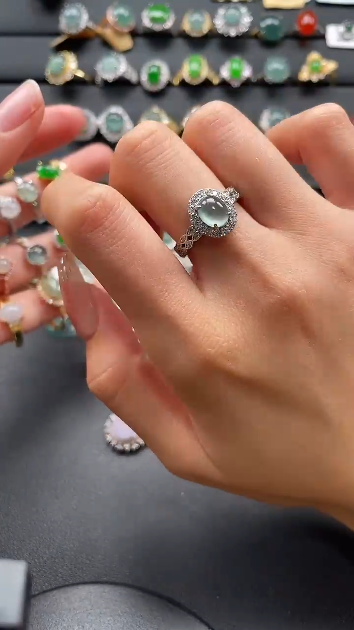 【闪购商品】翡翠戒指银S925镶嵌56765474