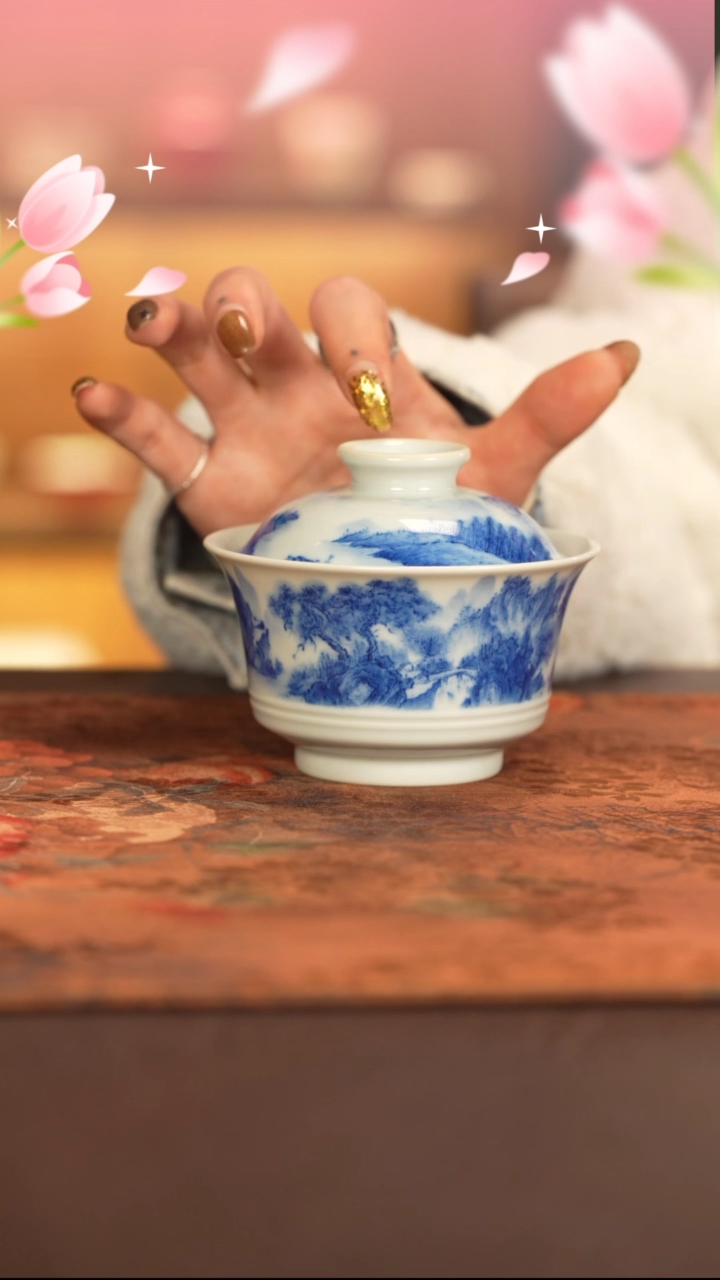 【闪购商品】盖碗刘建锋窑景德镇手工手绘陶瓷