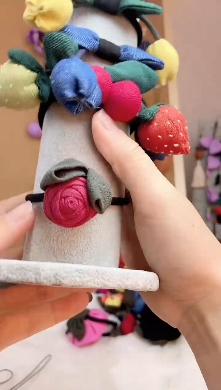 非金属布艺非金属无小玫瑰头绳红