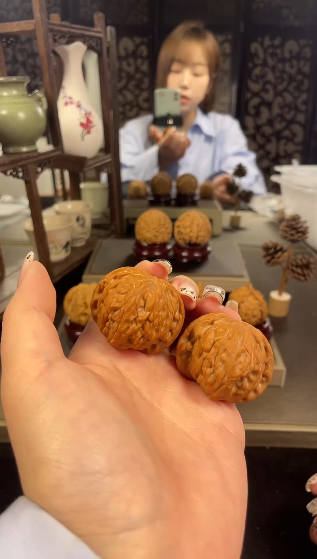 【闪购商品】文玩核桃把件磨盘40尺-11