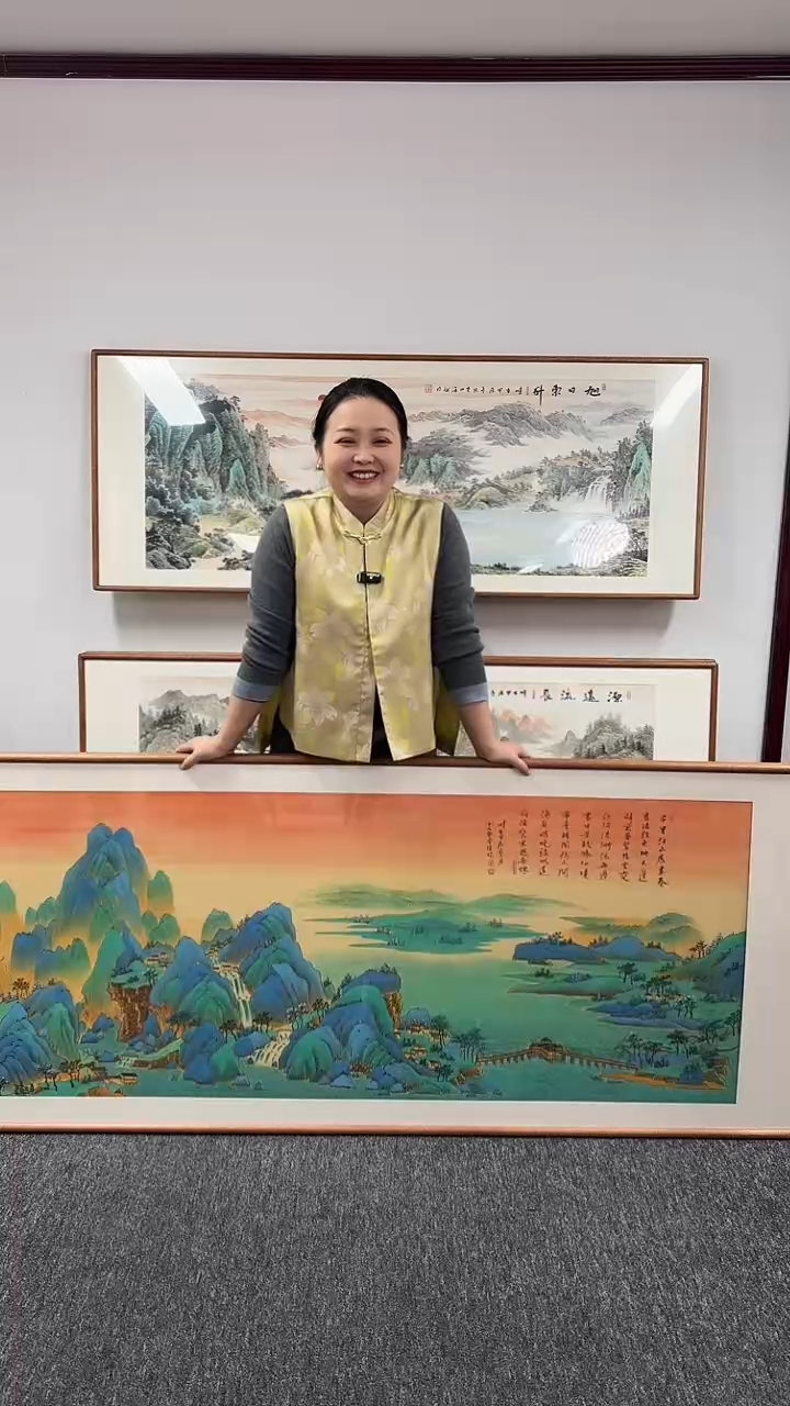 【闪购商品】国画精品千里江山图210*80绘画作品