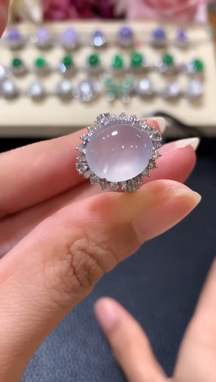 18K金镶嵌戒指翡翠z121 