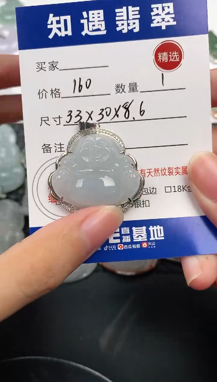 颈饰银S925镶嵌翡翠挂件