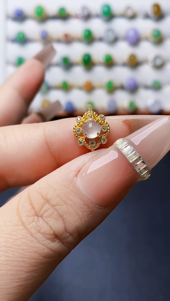 银S925镶嵌戒指翡翠0091