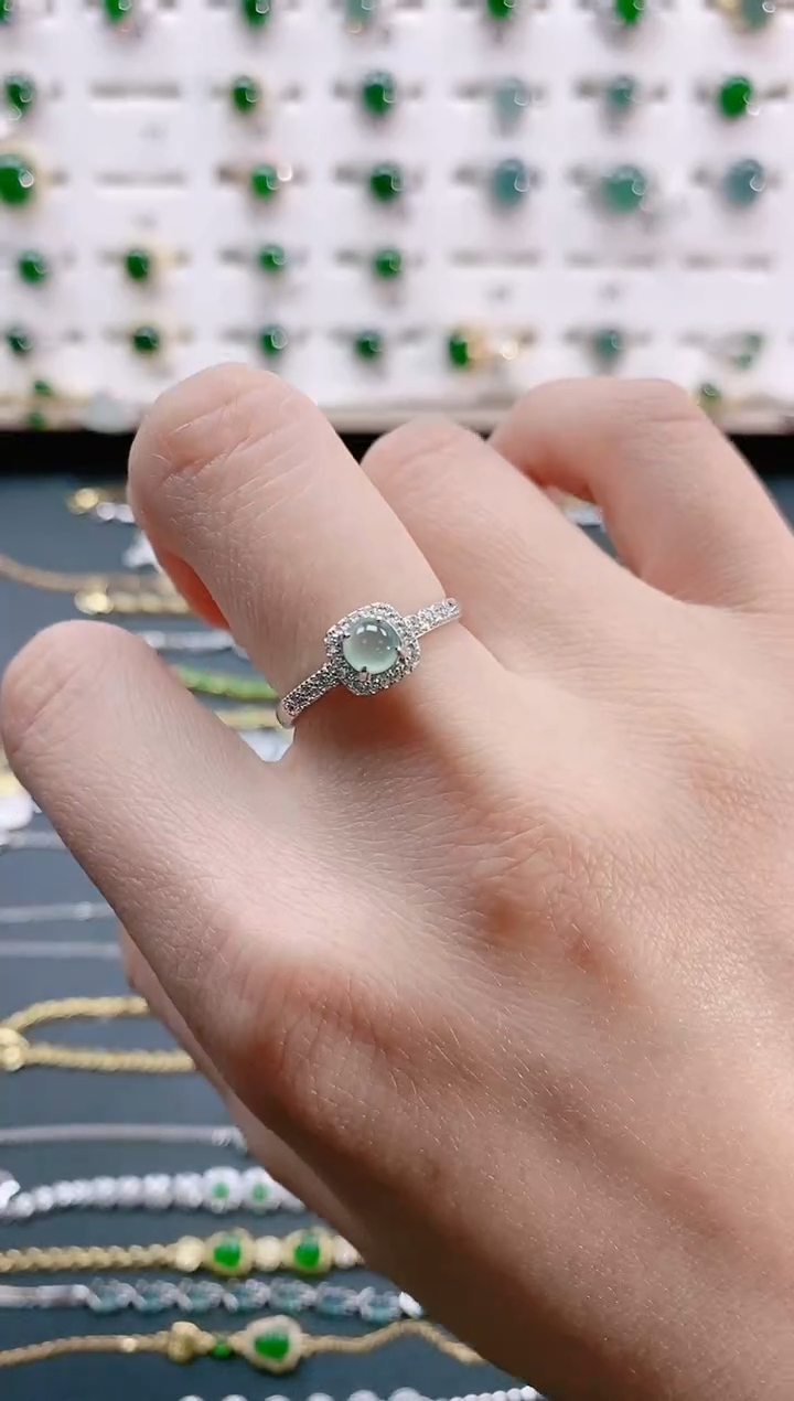 【闪购商品】翡翠戒指银S925镶嵌天然翡翠