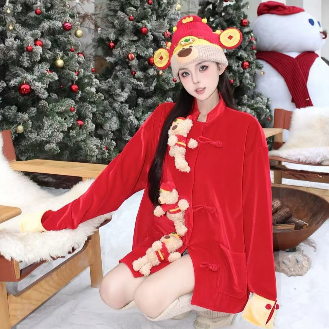 FOG（078）大红大喜新年元宝财神毛衣 三个尺码4N212WT241