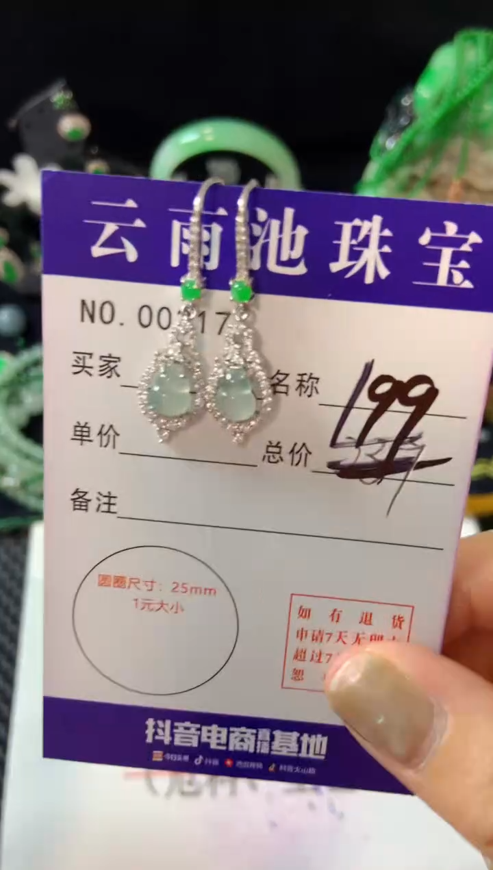 【闪购商品】翡翠耳饰银S925镶嵌翡翠