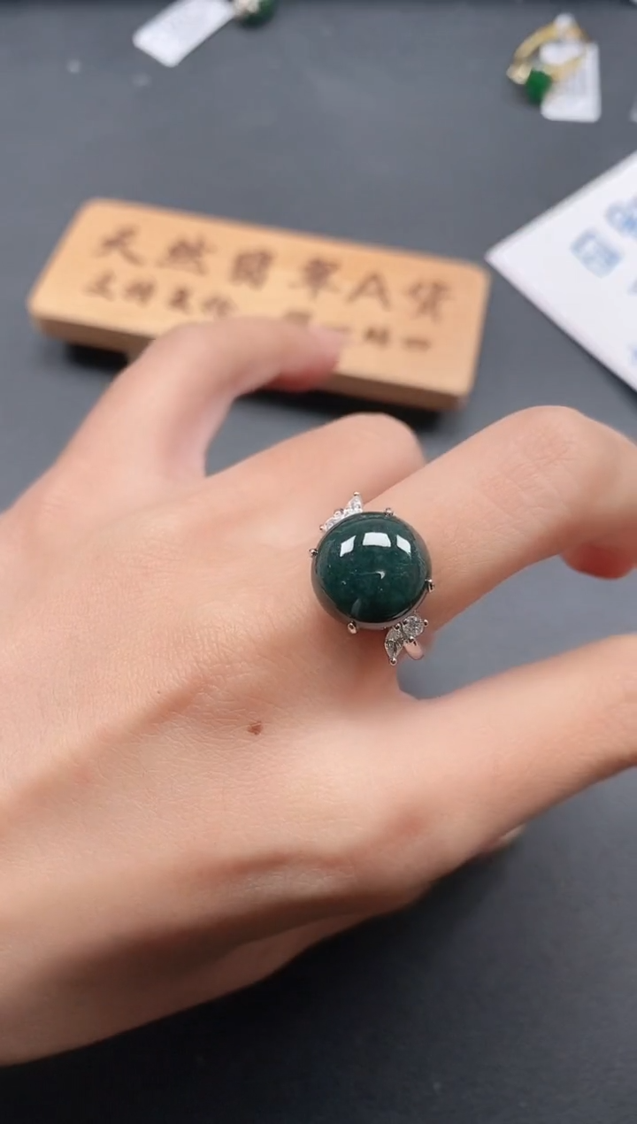 银S925镶嵌戒指翡翠1111111
