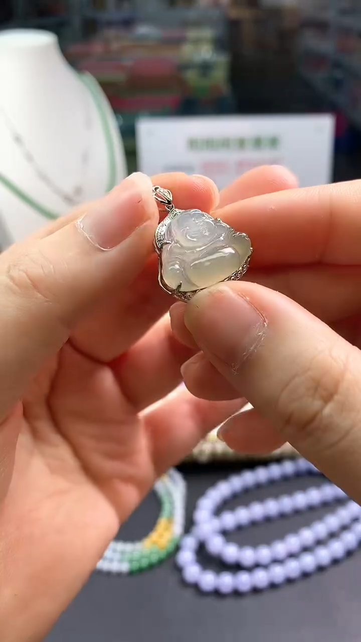 【闪购商品】翡翠颈饰18K金镶嵌翡翠佛公|不退不换