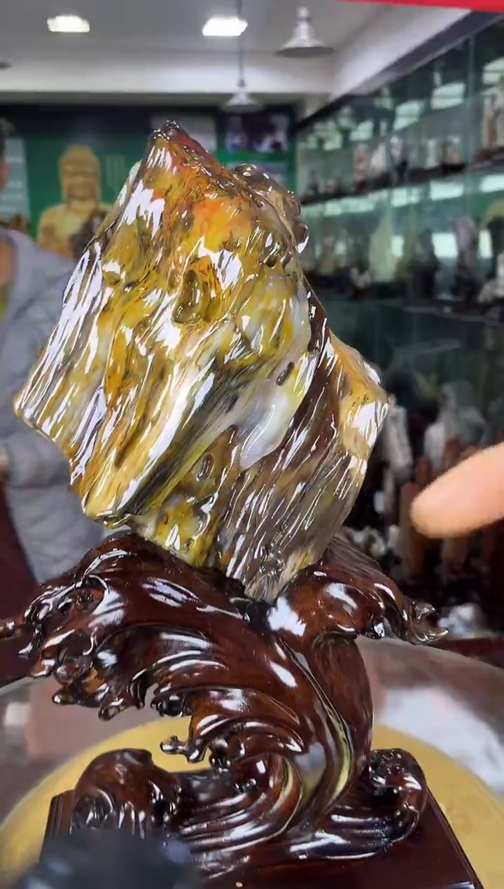 缅甸天然树化玉摆件