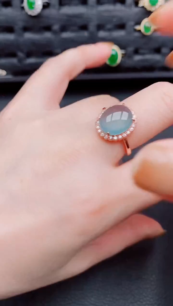 【闪购商品】翡翠戒指银S925镶嵌天然a货翡翠328