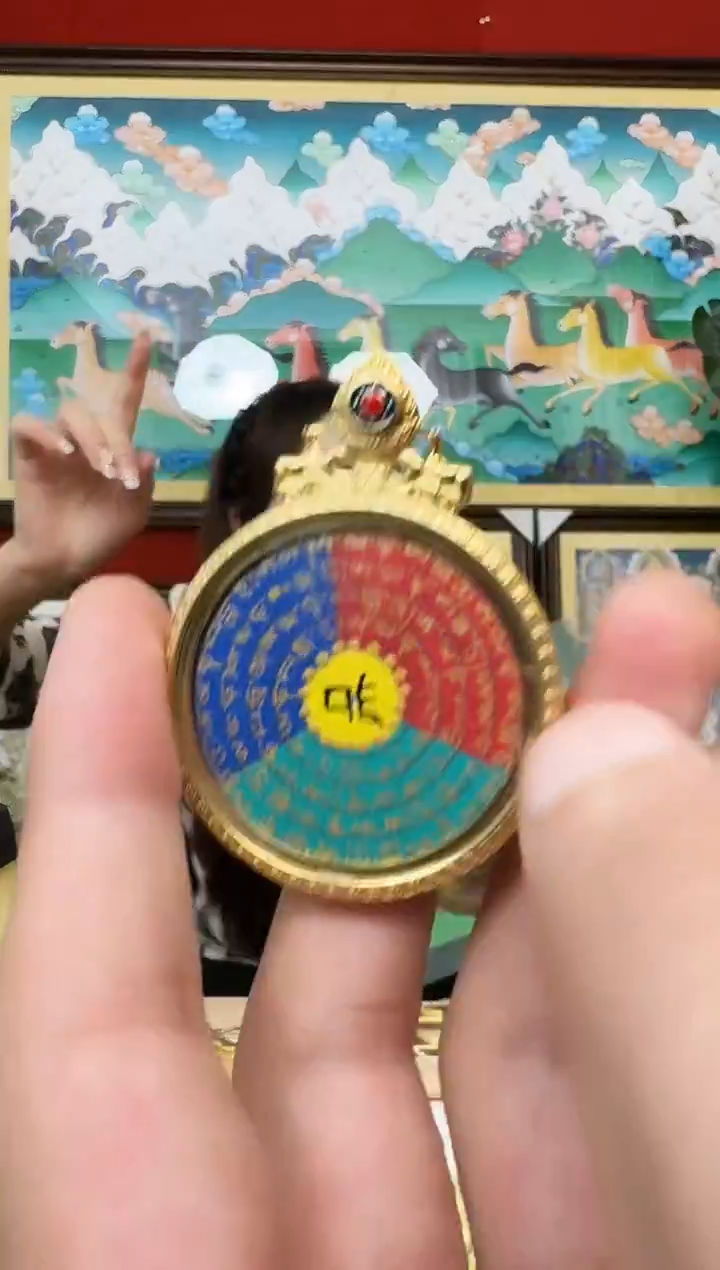 吊坠六字-热贡纯手绘唐卡吊坠